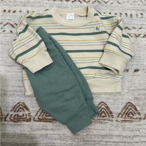 Carter's Cream and Green Striped Kids Matching Set